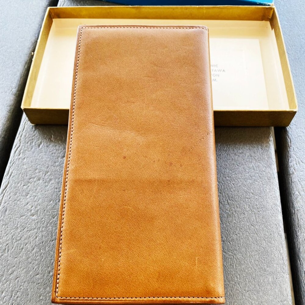 Buxton Leather Wallet Brown Made in Canada Boxed Initials MM Ottowa  Vntg New OS - Picture 5 of 8